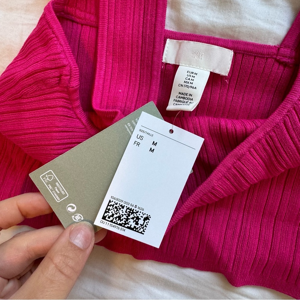 H&M Pink Ribbed Crop Top - Picture 3 of 3